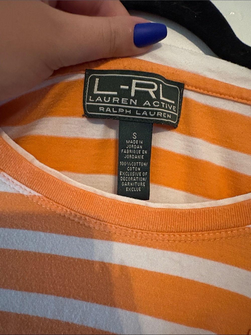 Ralph Lauren Active Orange and White Striped Tee Size Small - Picture 3 of 5